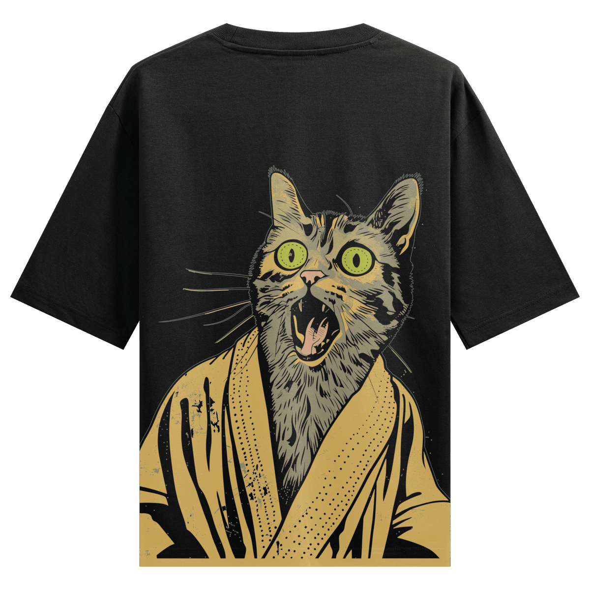 Funny Cat artwork on PRDGY oversized t-shirt