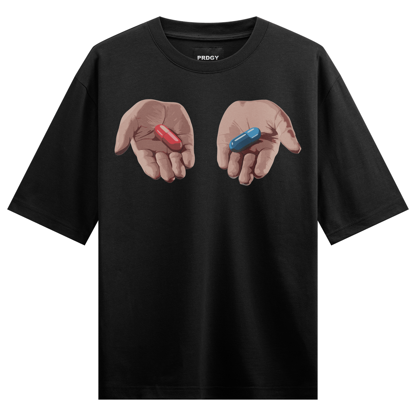 Red Pill Blue Pill 2 Front Oversized T-Shirt - PRDGY