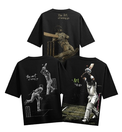 Maidan T-Shirt by PRDGY — gritty cricket art representing calm and philosophy, spiritual design
