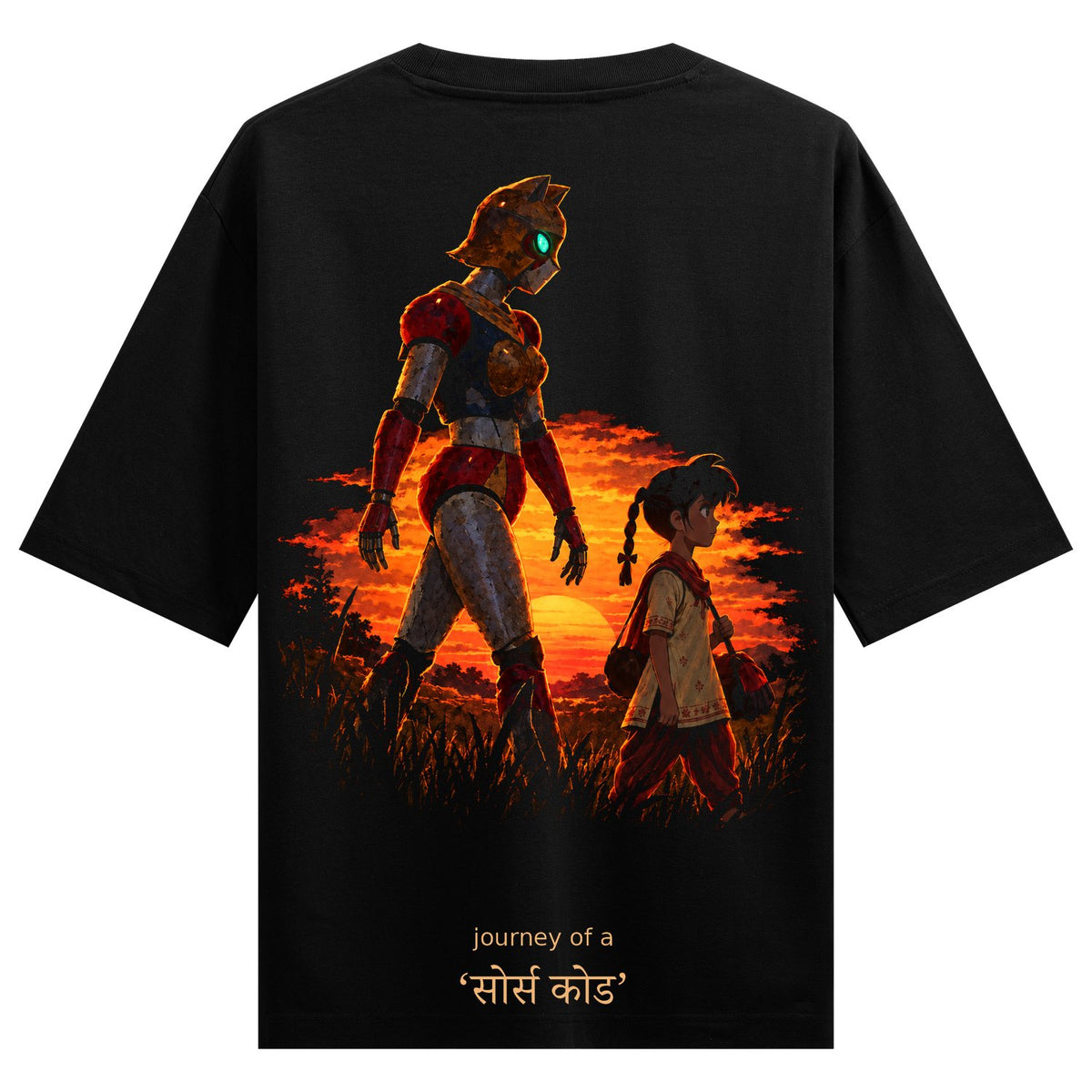 Journey source code — back-view black T-shirt design mockup