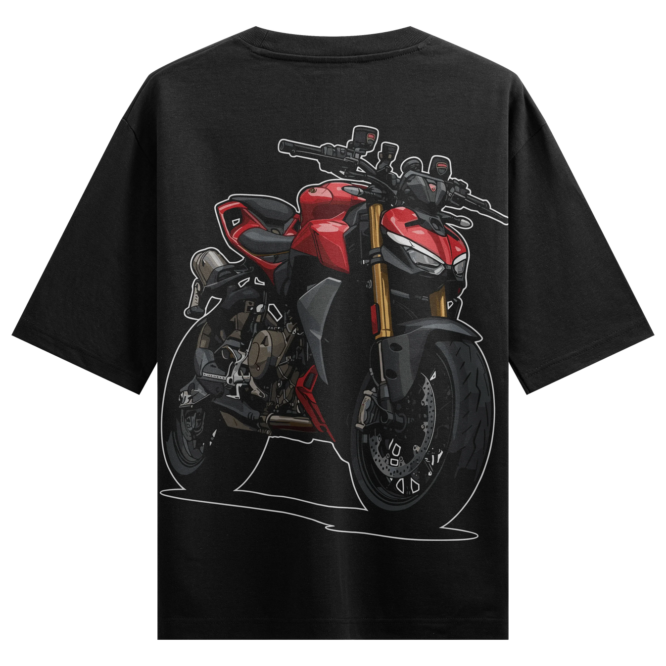 Motorcycle artwork on PRDGY oversized t-shirt