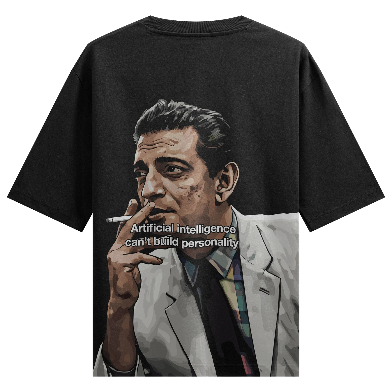 Artificial Intelligence Can't Build Personality artwork on PRDGY oversized t-shirt