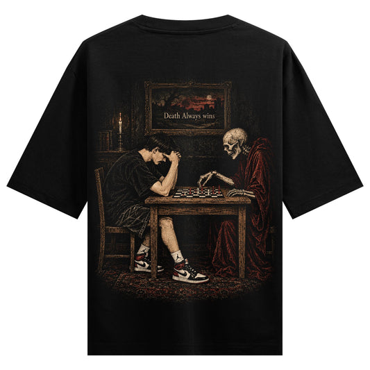 Death Always wins — back design mockup