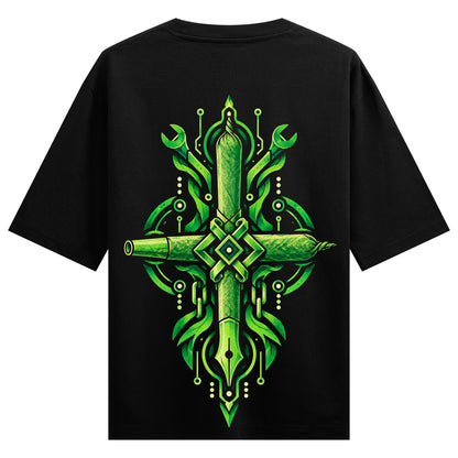 Joint coders — back-view black T-shirt design mockup