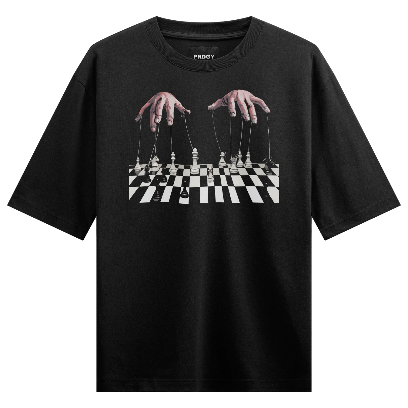 Puppet Master Chess artwork on PRDGY oversized t-shirt