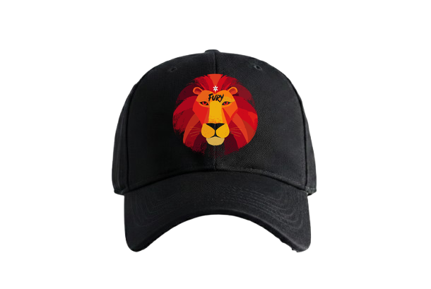 Lion Fury Cap by PRDGY — striking lion head design with intense eyes, animal design