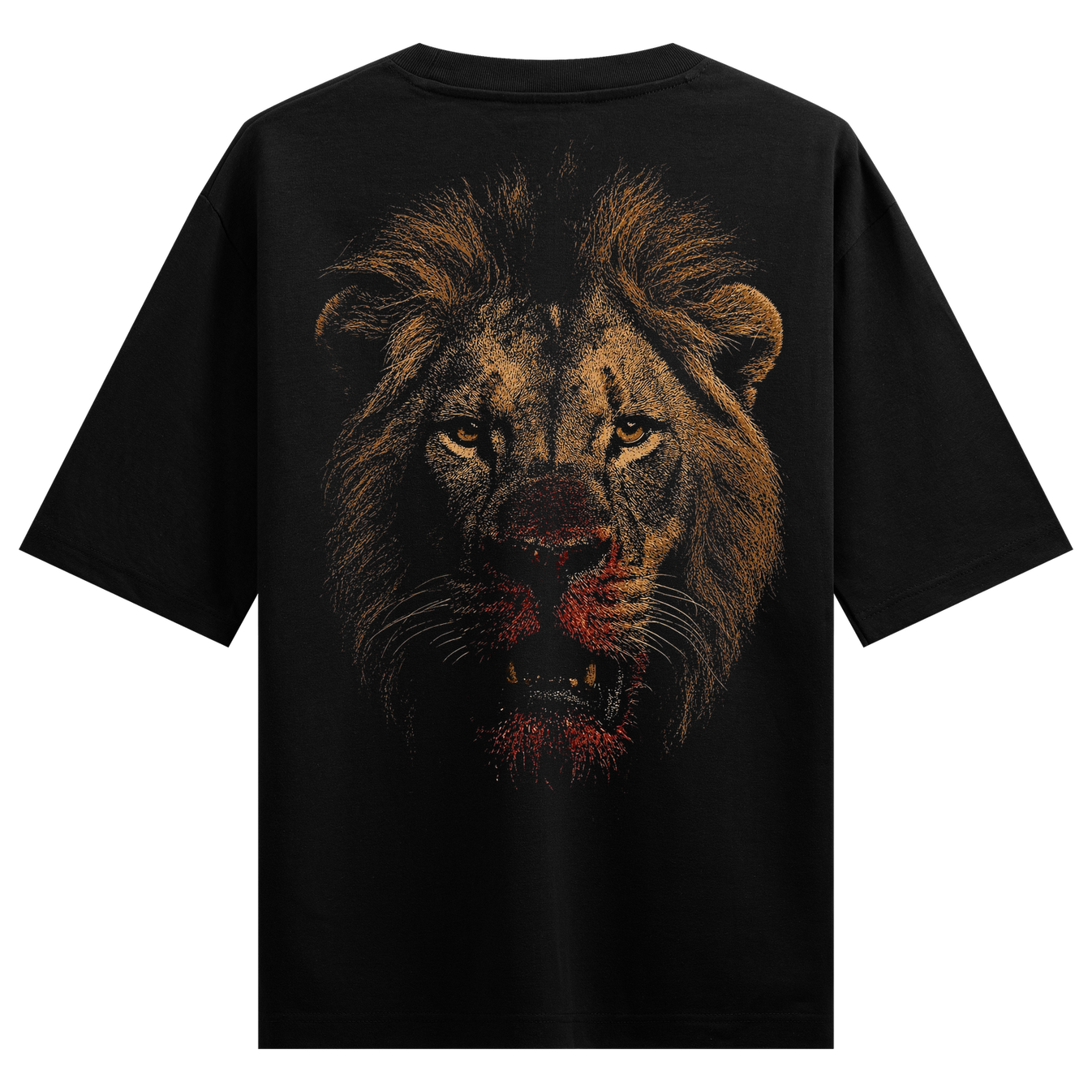 khunsawar sher T-Shirt by PRDGY — fierce lion's face with blood stains, animal print design