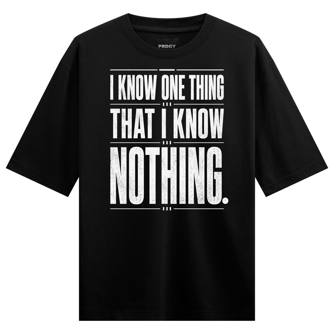 Socratic Wisdom artwork on PRDGY oversized t-shirt