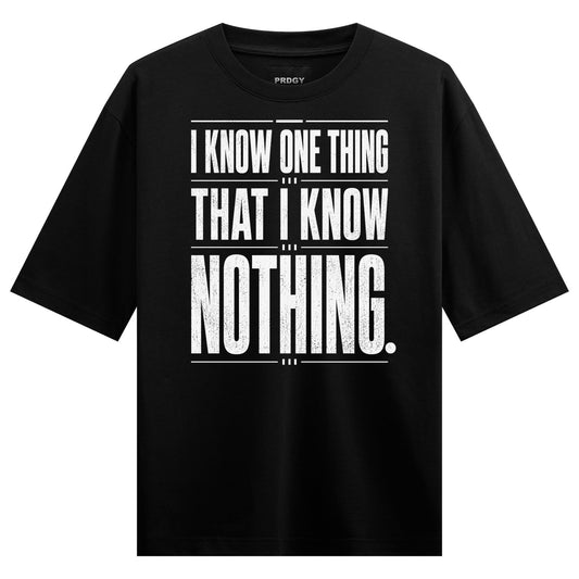 Socratic Wisdom artwork on PRDGY oversized t-shirt