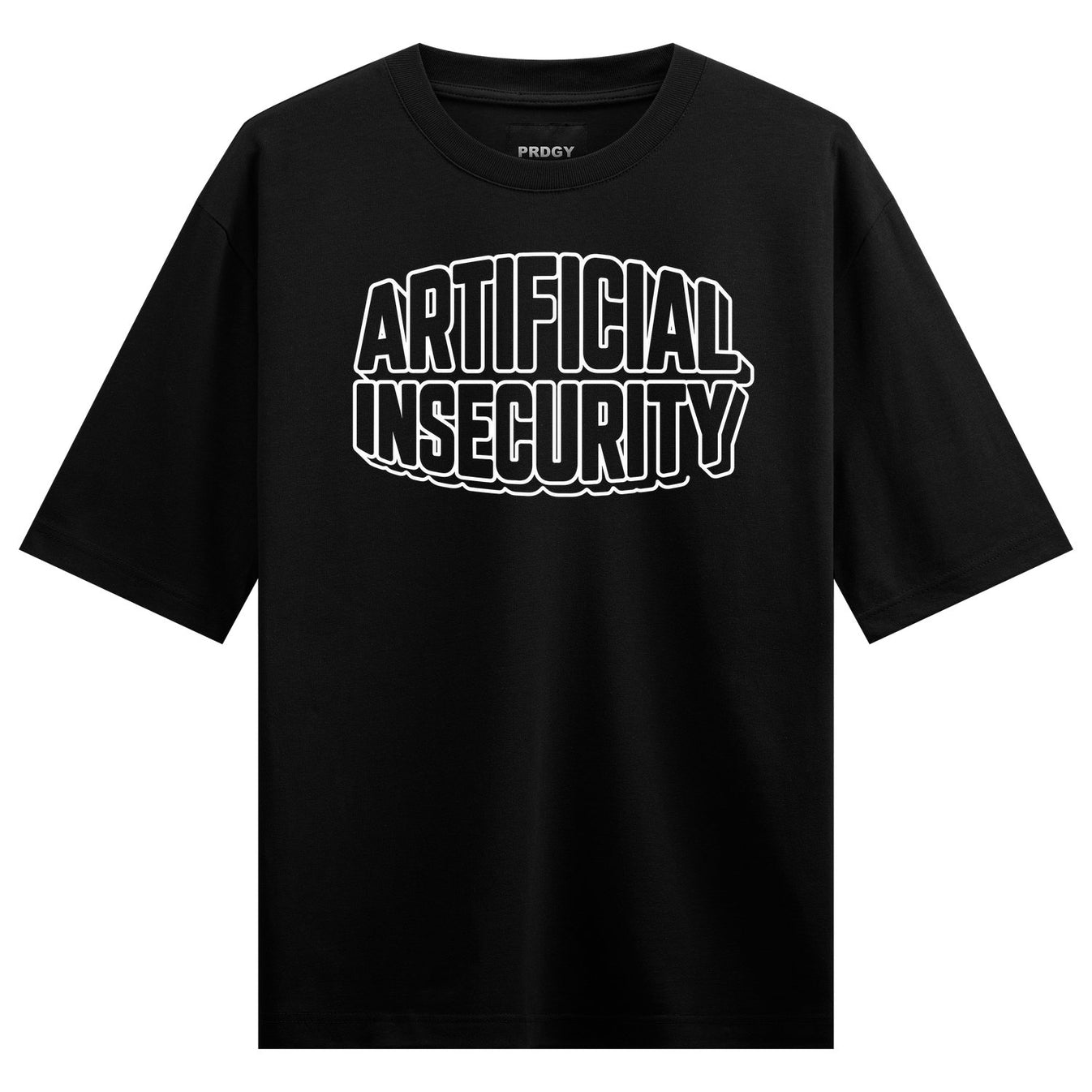 Artificial Insecurity artwork on PRDGY oversized t-shirt