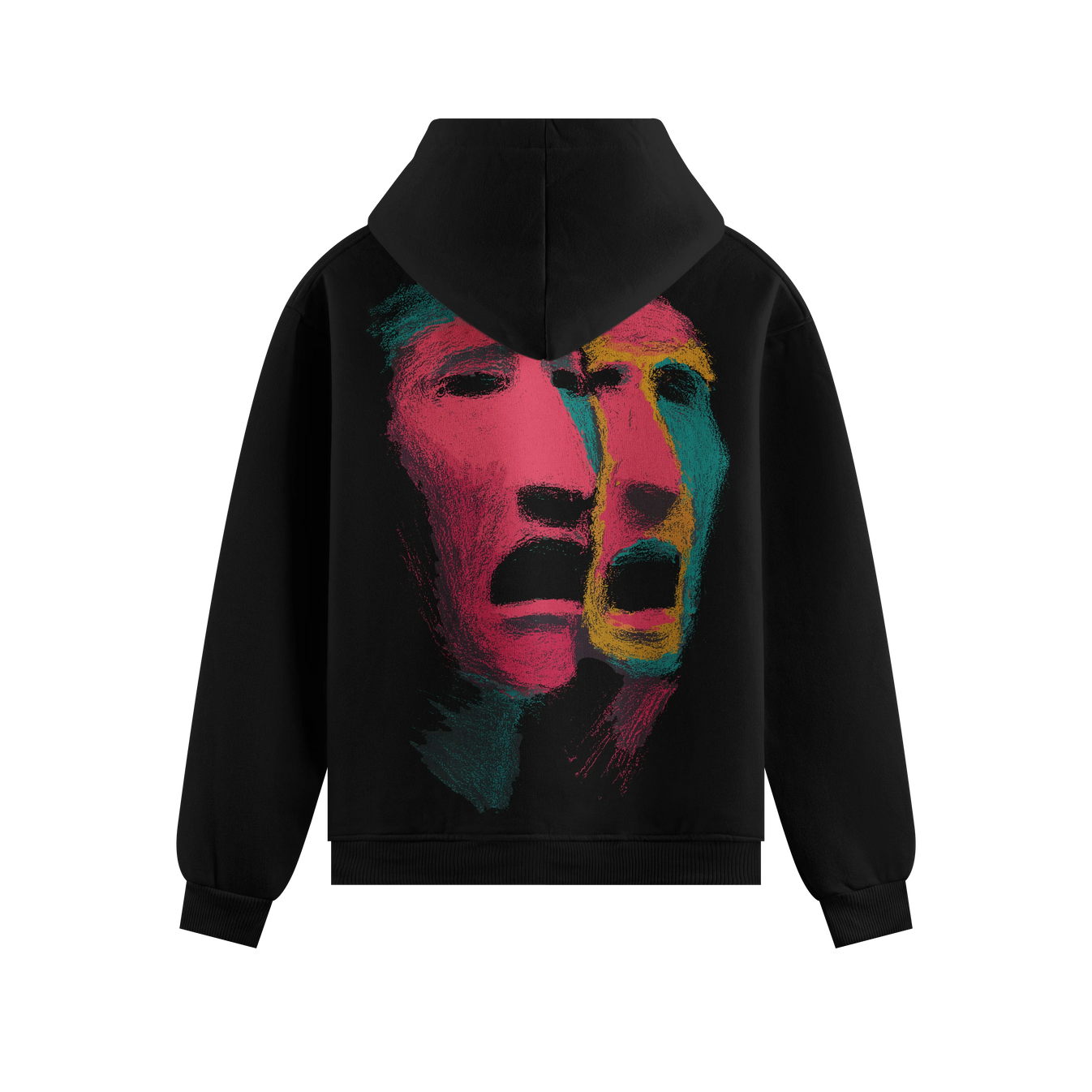 Abstract Face artwork on PRDGY hoodie