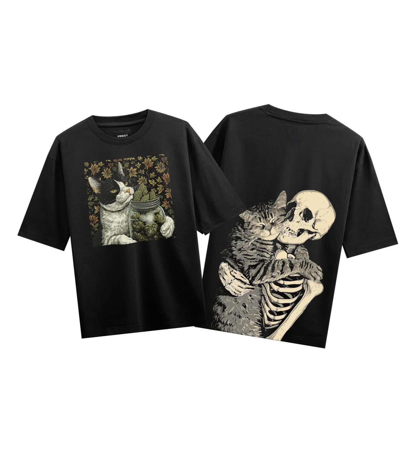 Funny Cat artwork on PRDGY oversized t-shirt