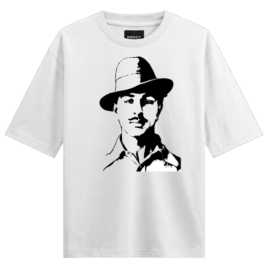 Revolutionary Iconic Oversized T-Shirt by PRDGY — striking black and white stencil portrait of a man, streetwear design