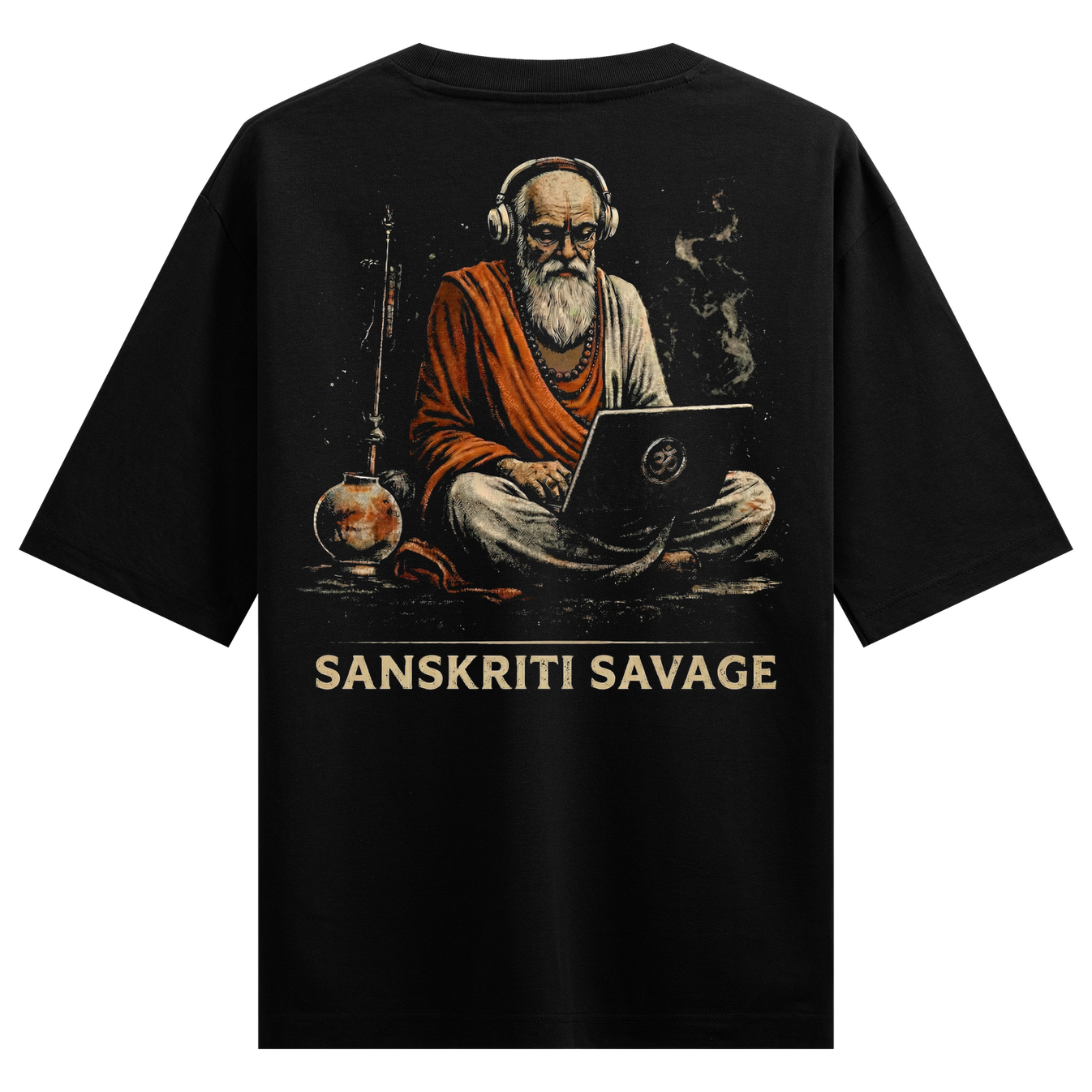 Tapasya.exe Oversized T-Shirt by PRDGY — meditative monk graphic design, spiritual design
