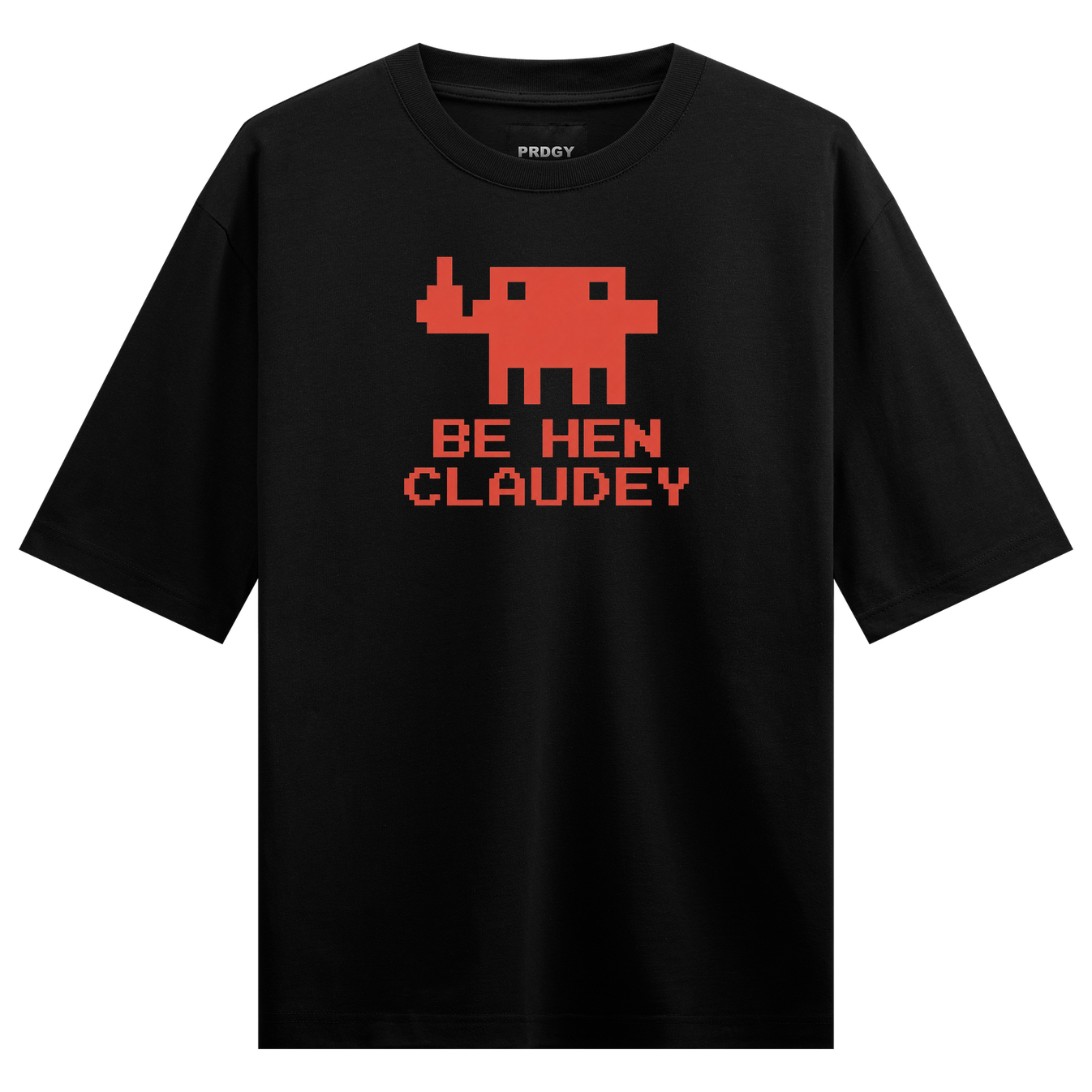 Pixel Invader T-Shirt by PRDGY — retro pixelated alien graphic with bold text, retro gaming design