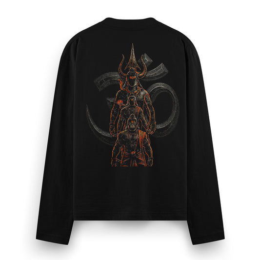 Om Guardians Full Sleeve T-Shirt by PRDGY — three powerful figures representing divine strength, spiritual design