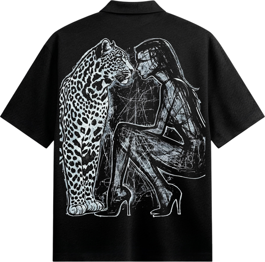 PRDGY Leopard Elegance Oversized Collar Shirt
