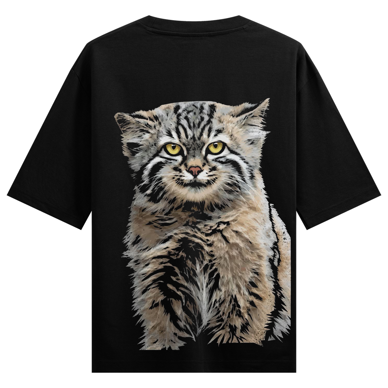 Rare Pallas Oversized T-Shirt by PRDGY — graphic illustration of a Pallas's Cat's face, wildlife design