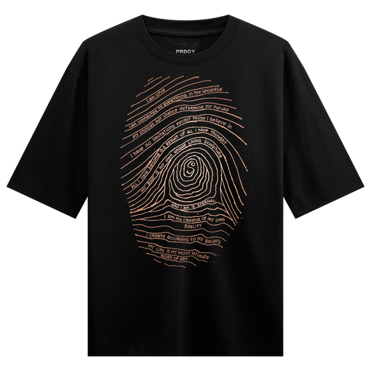 PRDGY Fingerprint Affirmations Oversized T-shirt