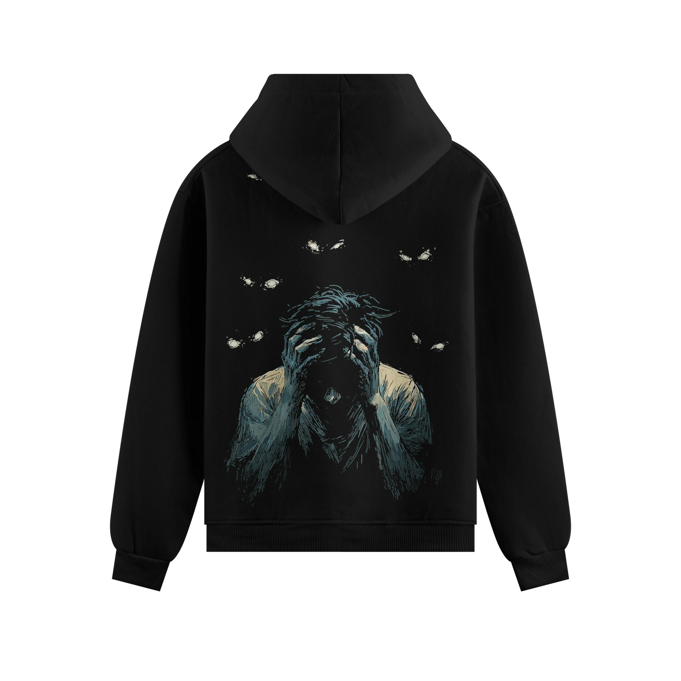 Anxiety artwork on PRDGY hoodie