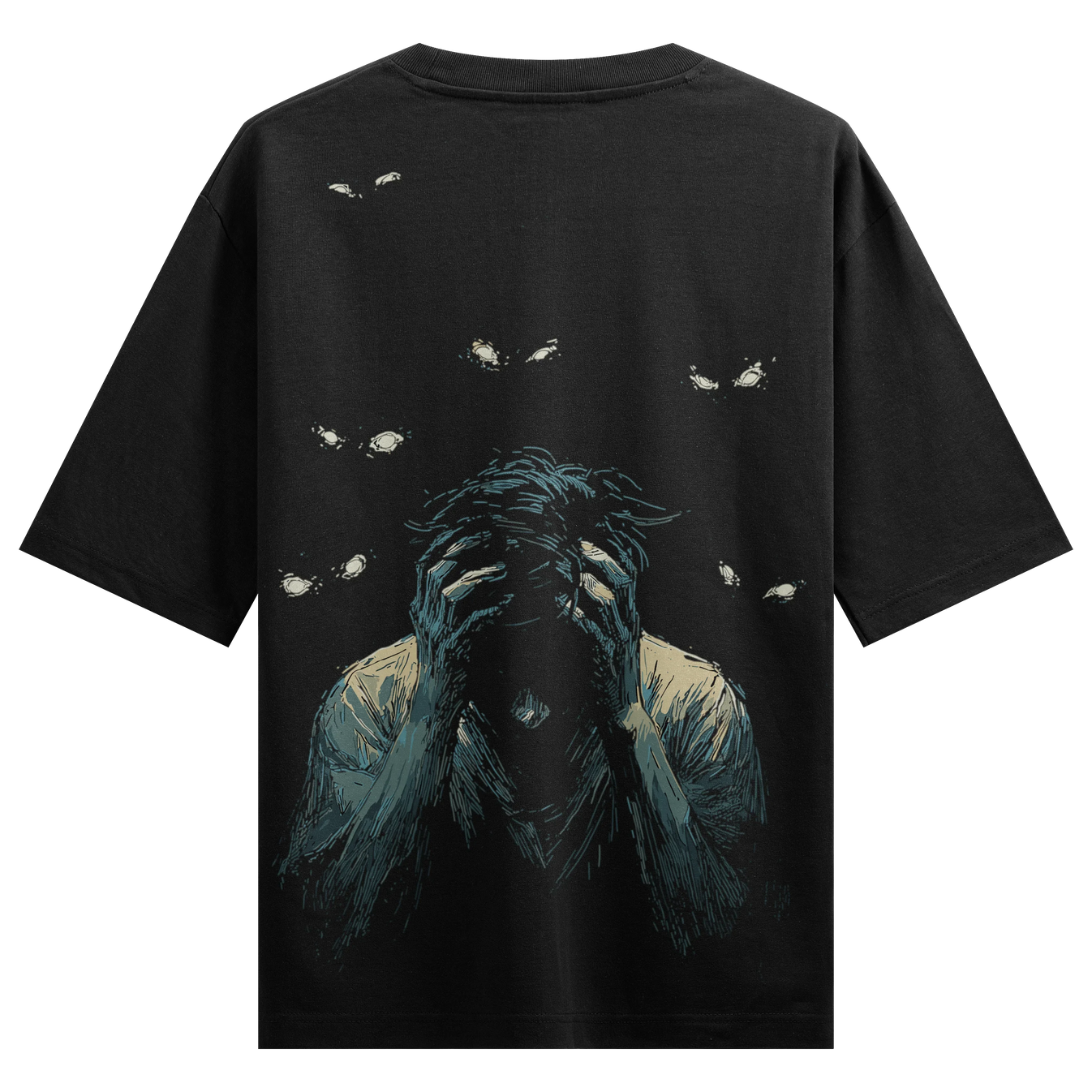 Anxiety artwork on PRDGY oversized t-shirt