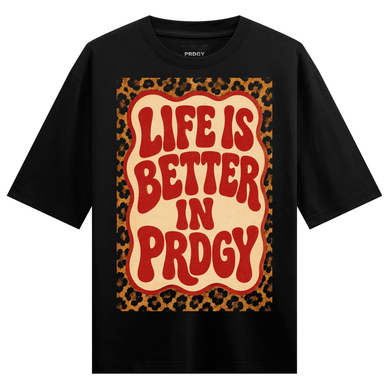 Retro Life artwork on PRDGY oversized t-shirt
