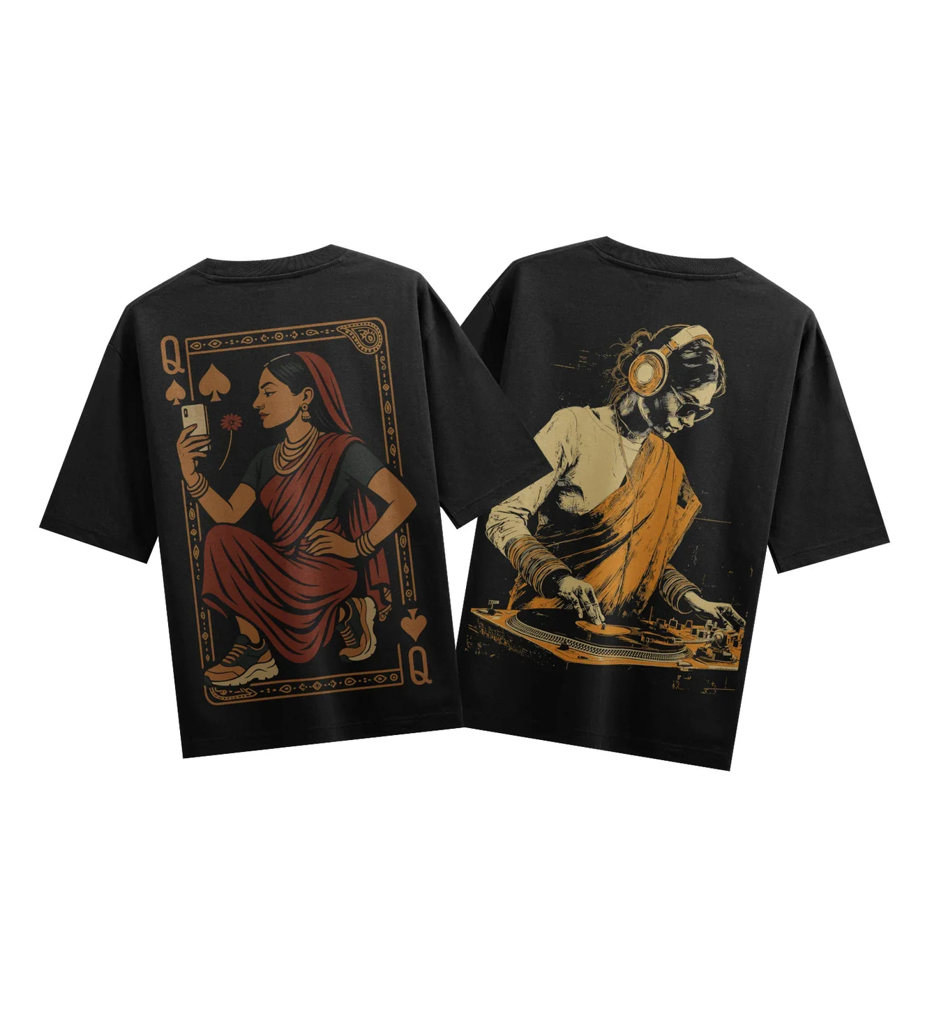 Indian Woman artwork on PRDGY oversized t-shirt