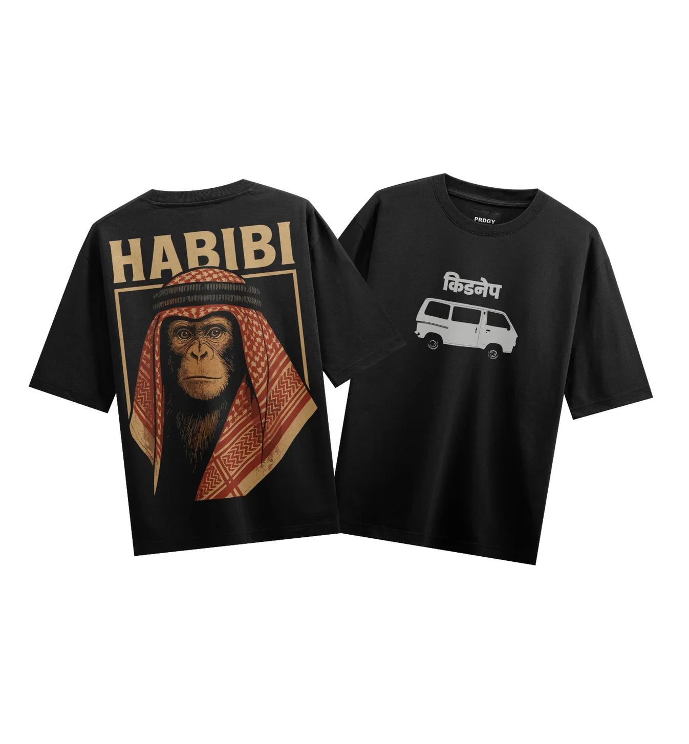 Chimpanzee artwork on PRDGY oversized t-shirt