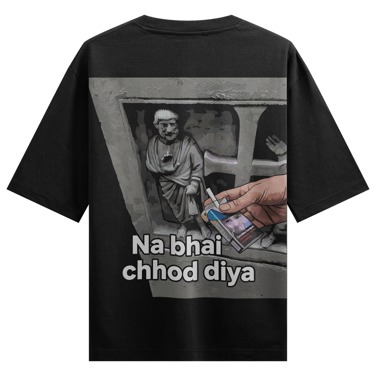 Na Bhai Chhod Diya artwork on PRDGY oversized t-shirt