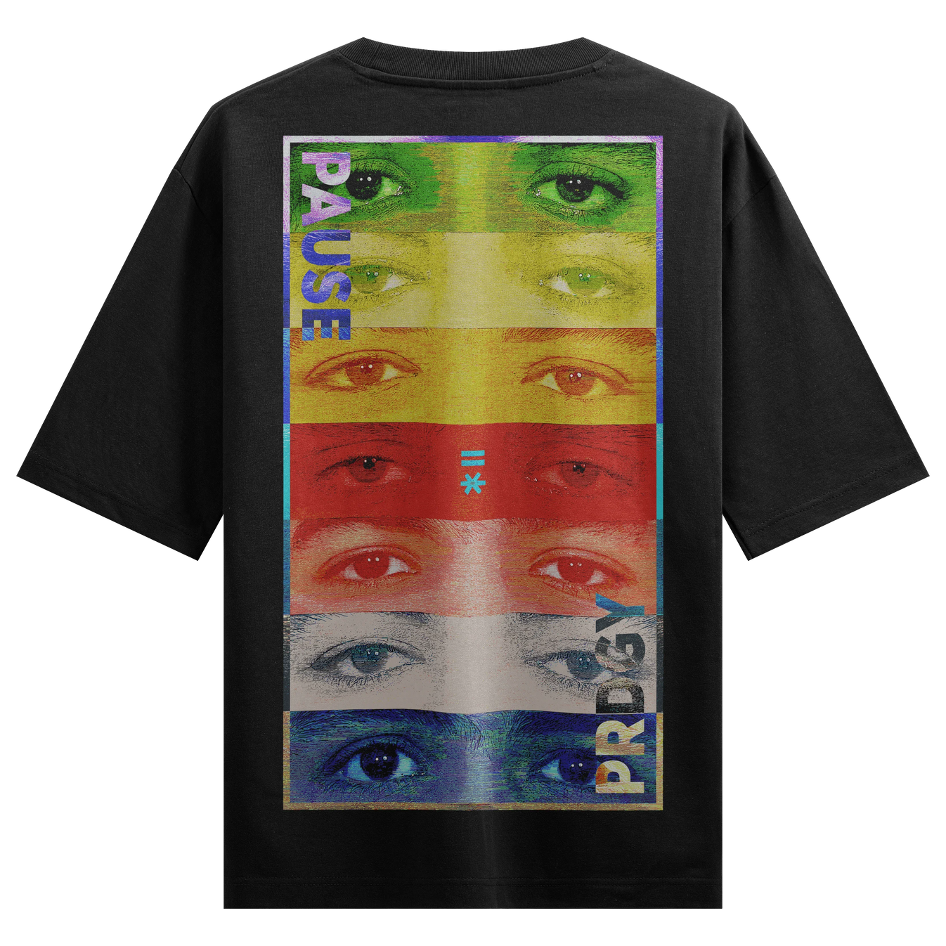Eyes artwork on PRDGY oversized t-shirt