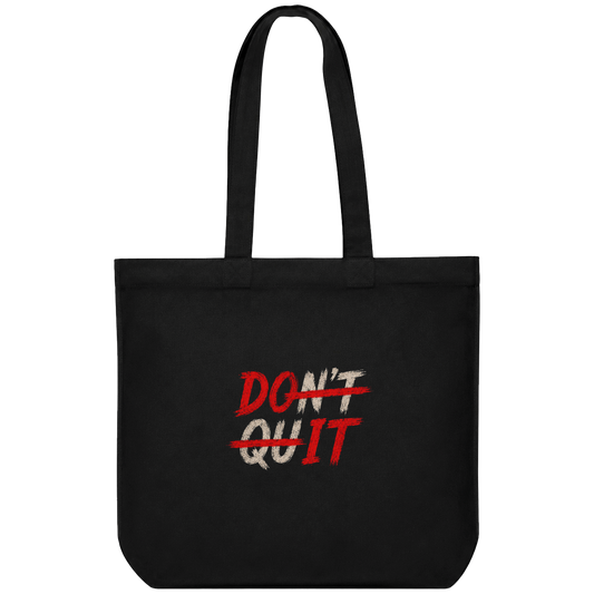 A black t-shirt features the words DON T and QUIT in a distressed white font with DON T crossed out by a red line on PRDGY...