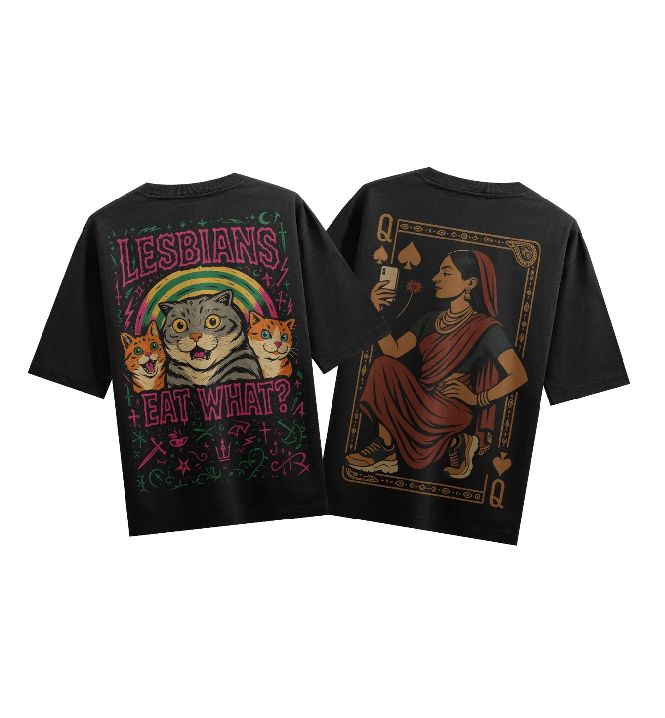 LESBIANS EAT WHAT? artwork on PRDGY oversized t-shirt