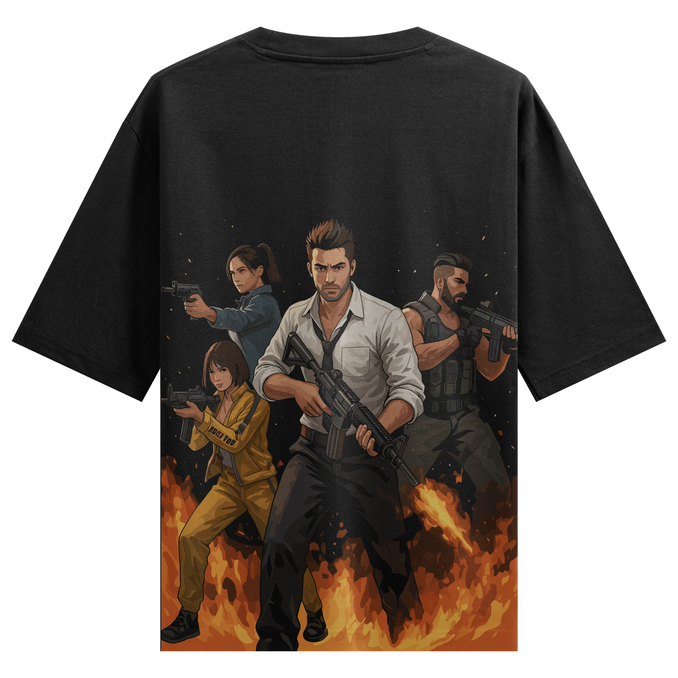 Action Heroes artwork on PRDGY oversized t-shirt