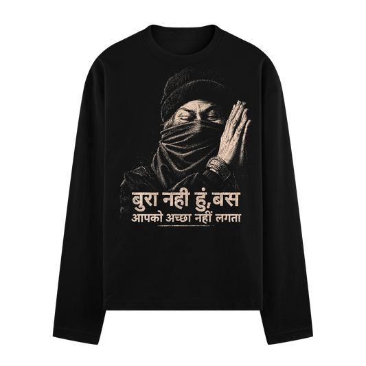 Not Bad artwork on PRDGY oversized full sleeve t-shirt