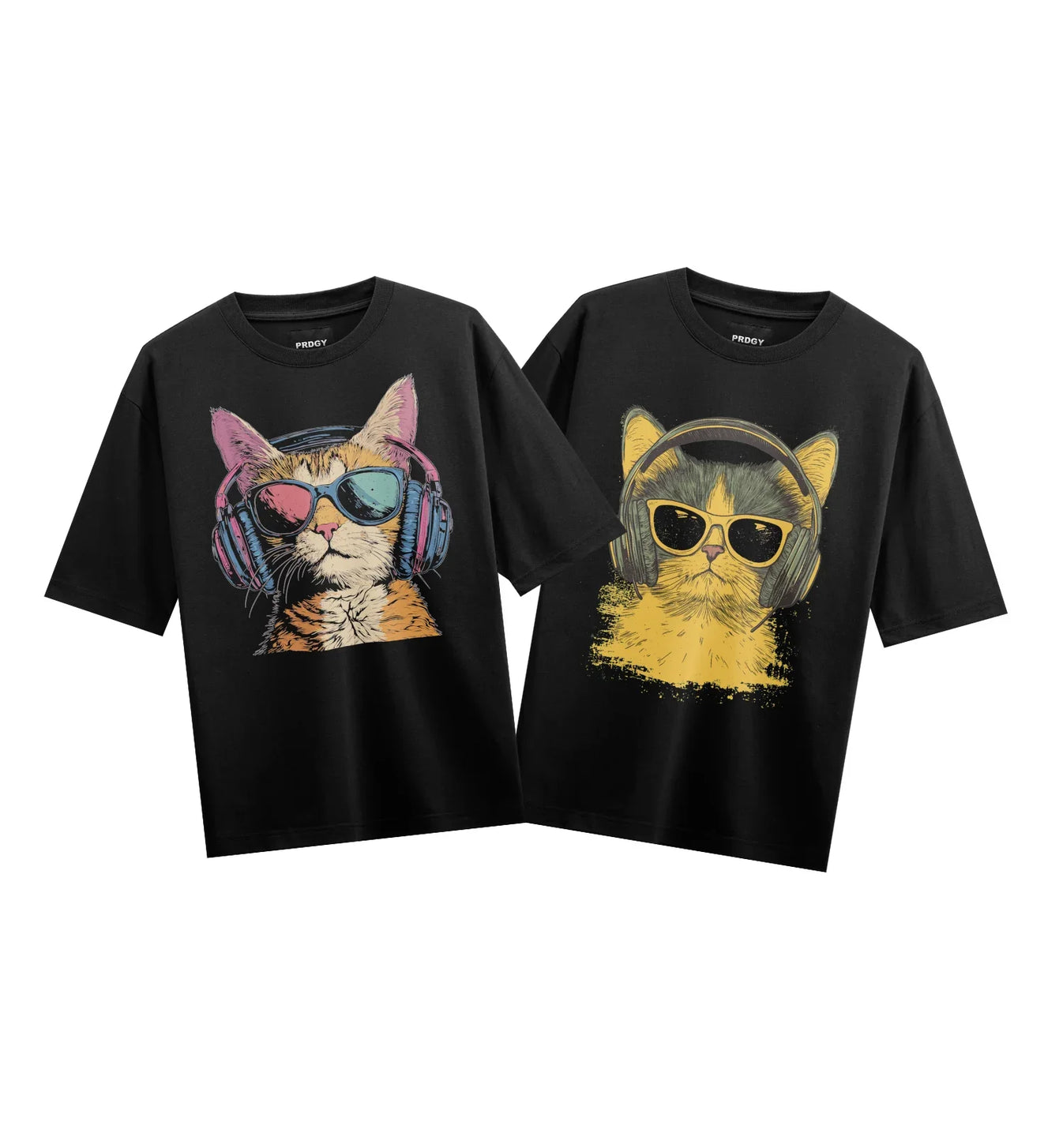 Funny Cat artwork on PRDGY oversized t-shirt