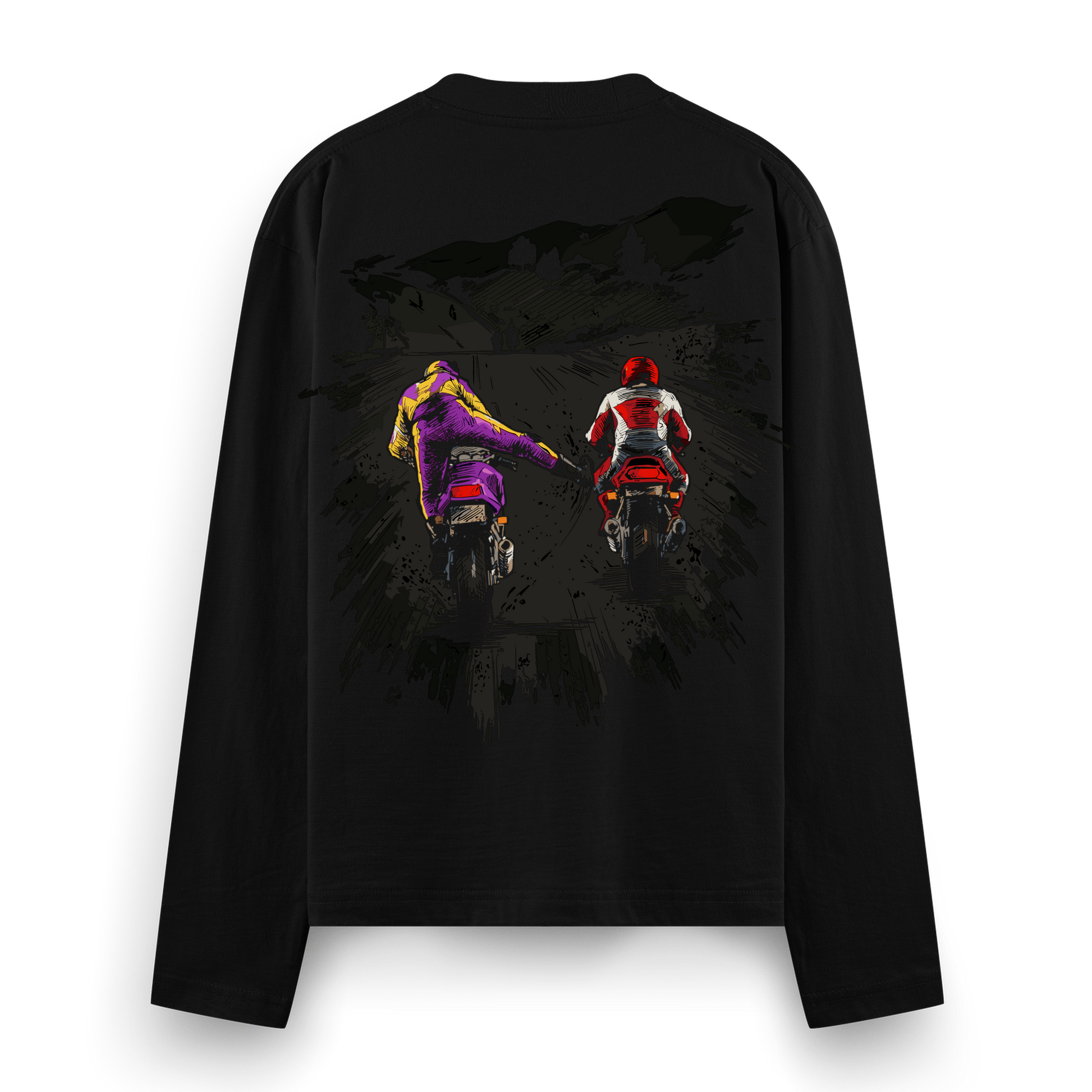 Offroad Track Full Sleeve T-Shirt by PRDGY — Two riders racing on motorbikes, streetwear design.