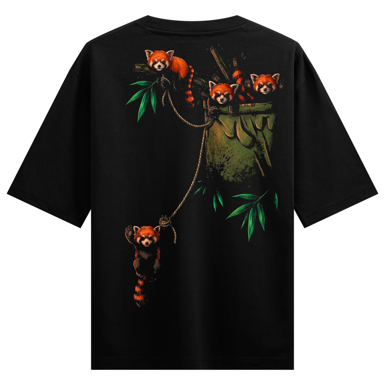 Red Panda Rescue Oversized T-Shirt by PRDGY — cute red panda artwork, wildlife design