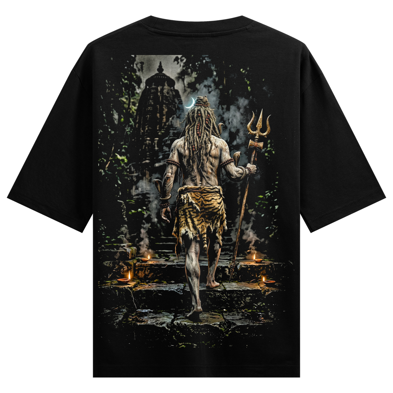 Shiva's Temple Oversized T-Shirt by PRDGY — graphic of Lord Shiva with temple aesthetics, spiritual design