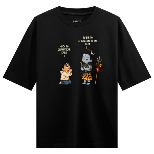 Chamatkar Plea artwork on PRDGY oversized t-shirt