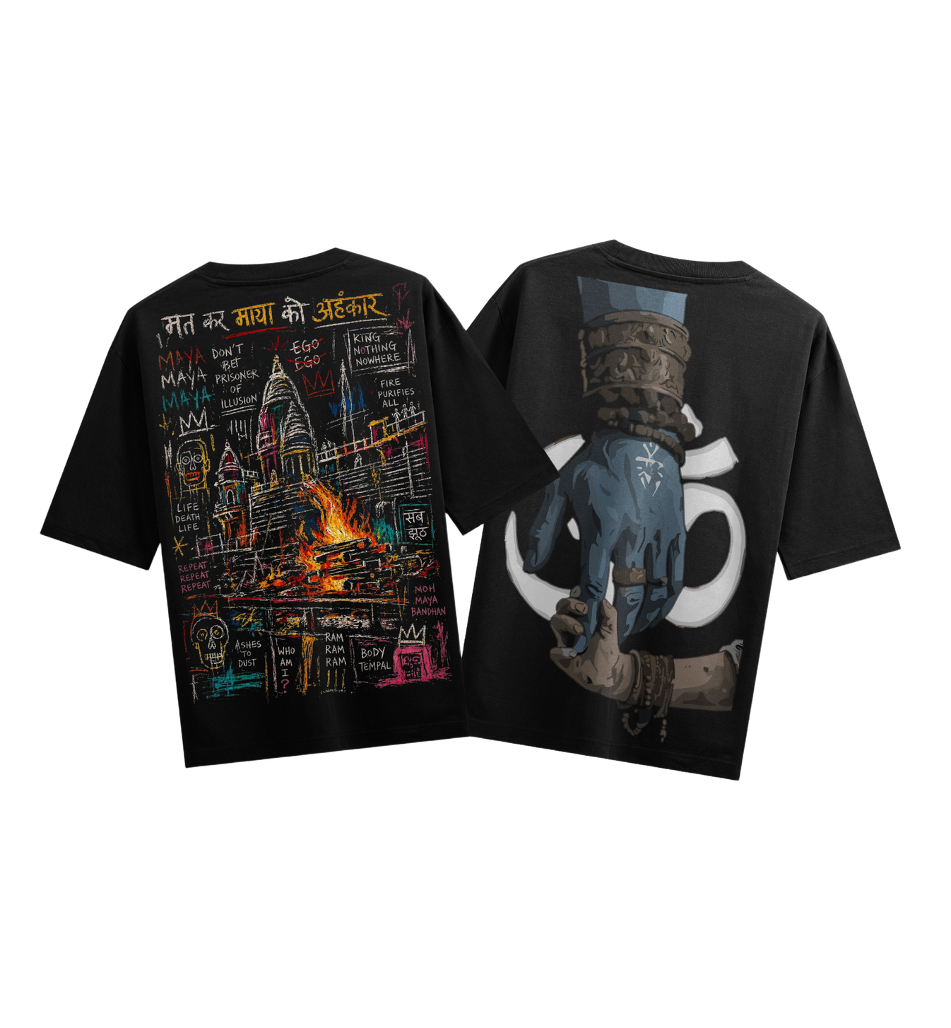 Sharan T-Shirt by PRDGY — Shiva's blue hand reaching a devotee, spiritual design.