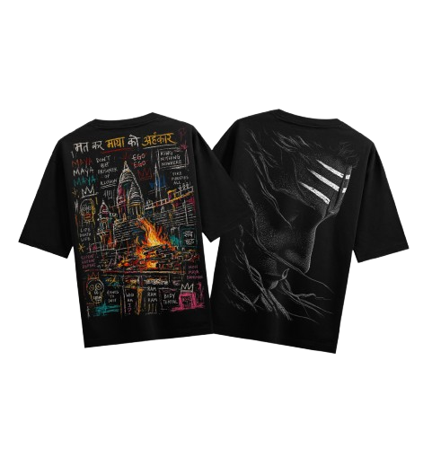 Tripund T-Shirt by PRDGY — Black-on-black Shiva design with three sacred stripes, Mahadev design.