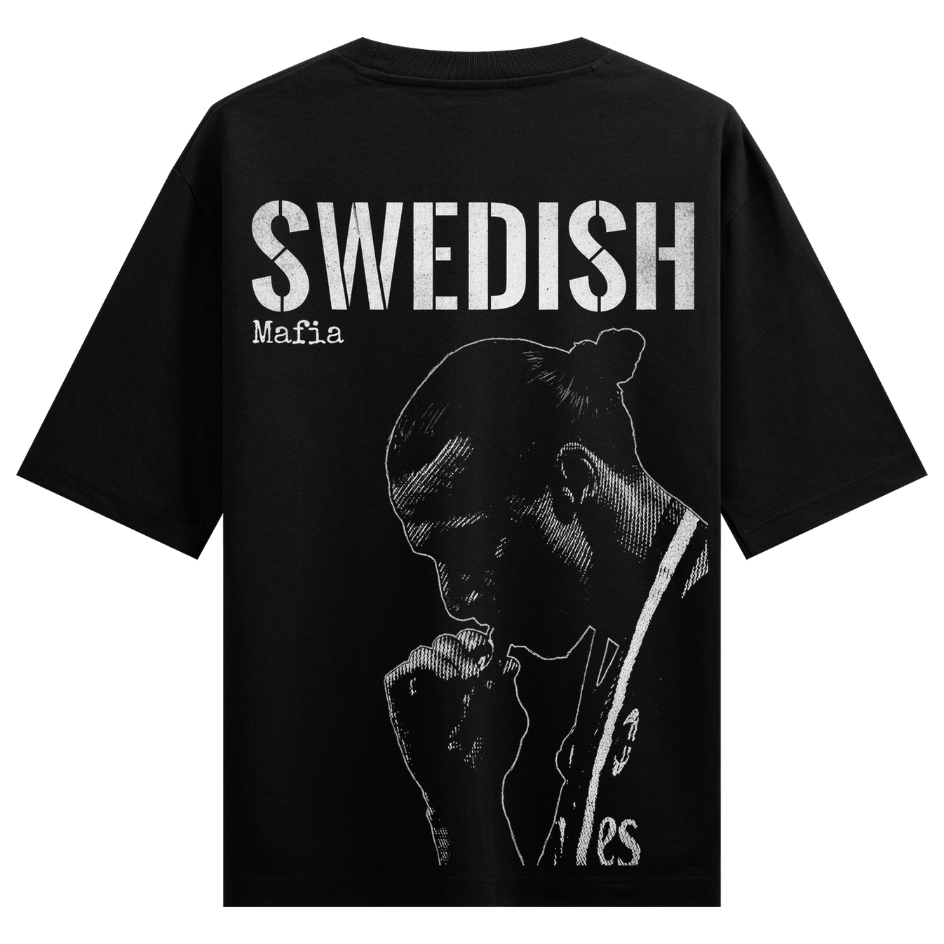 Swedish Mafia Oversized T-Shirt by PRDGY — monochrome graphic of an athlete deep in thought, streetwear design