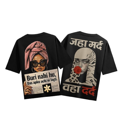 Bebaak T-Shirt by PRDGY — fearless female portraits with Hindi lines, streetwear design