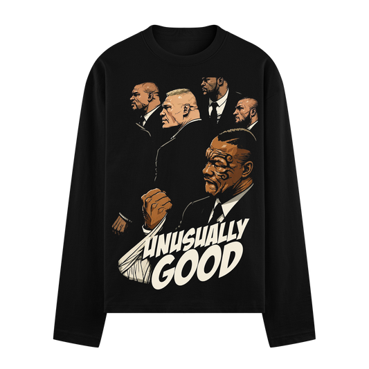 Legends Oversized T-Shirt by PRDGY — comic-style illustration of men in suits with bandaged fist and tattooed face,