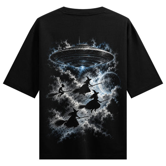 Atheist perspective — back-view black T-shirt design mockup