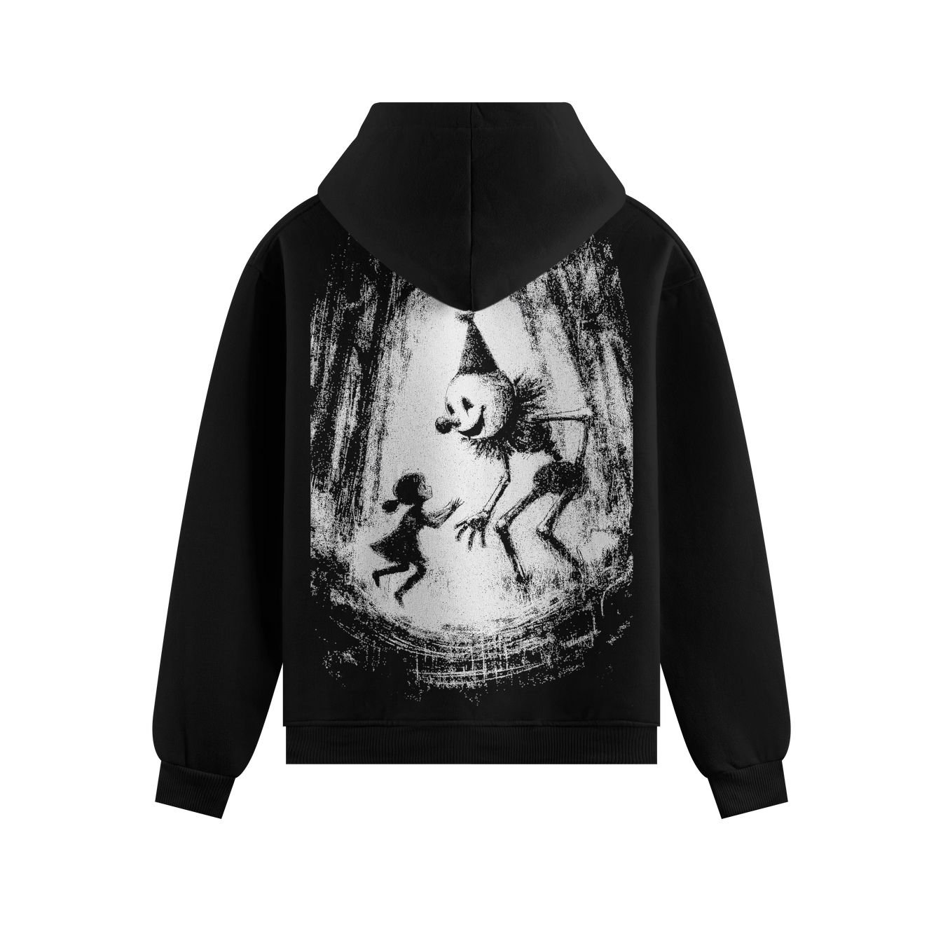 Creepy Clown artwork on PRDGY hoodie