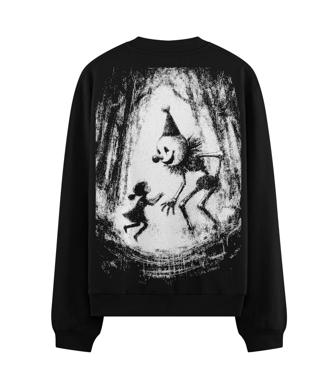 Creepy Clown artwork on PRDGY sweatshirt