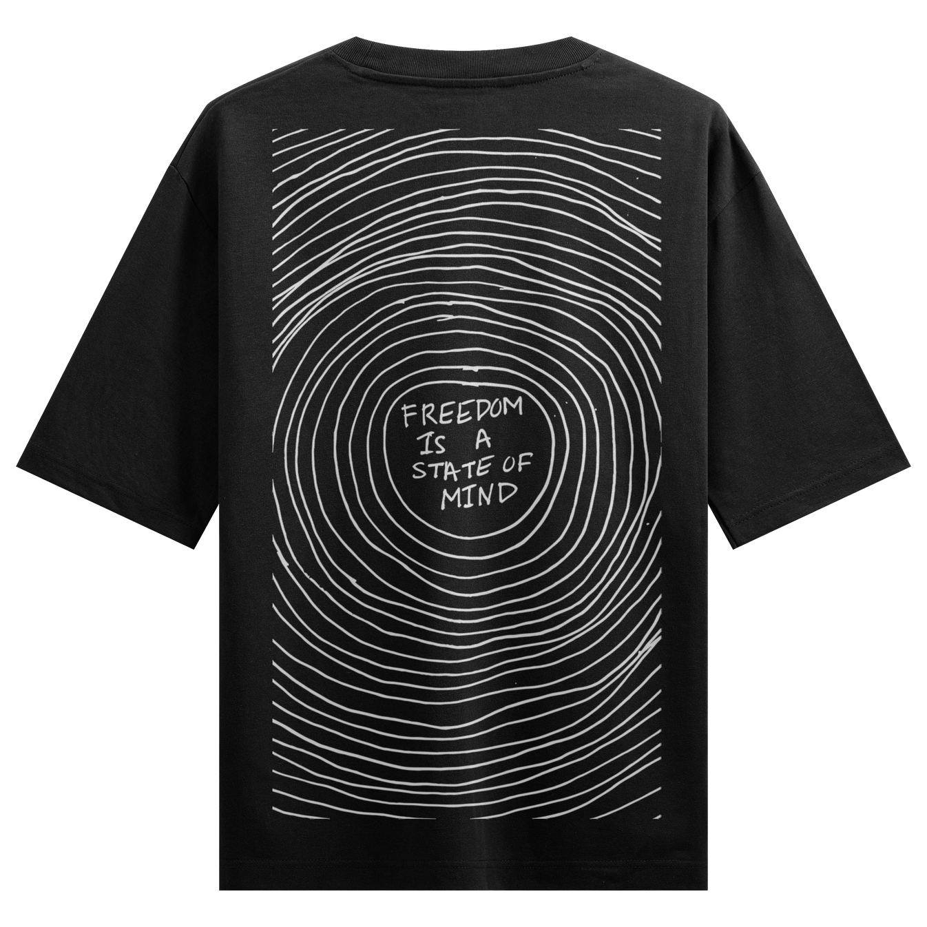 FREEDOM IS A STATE OF MIND artwork on PRDGY oversized t-shirt