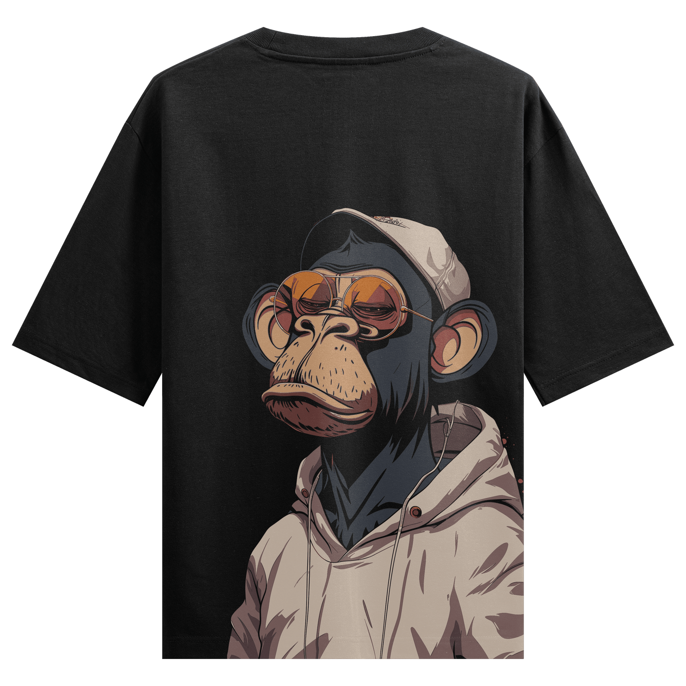 Chimpanzee artwork on PRDGY oversized t-shirt
