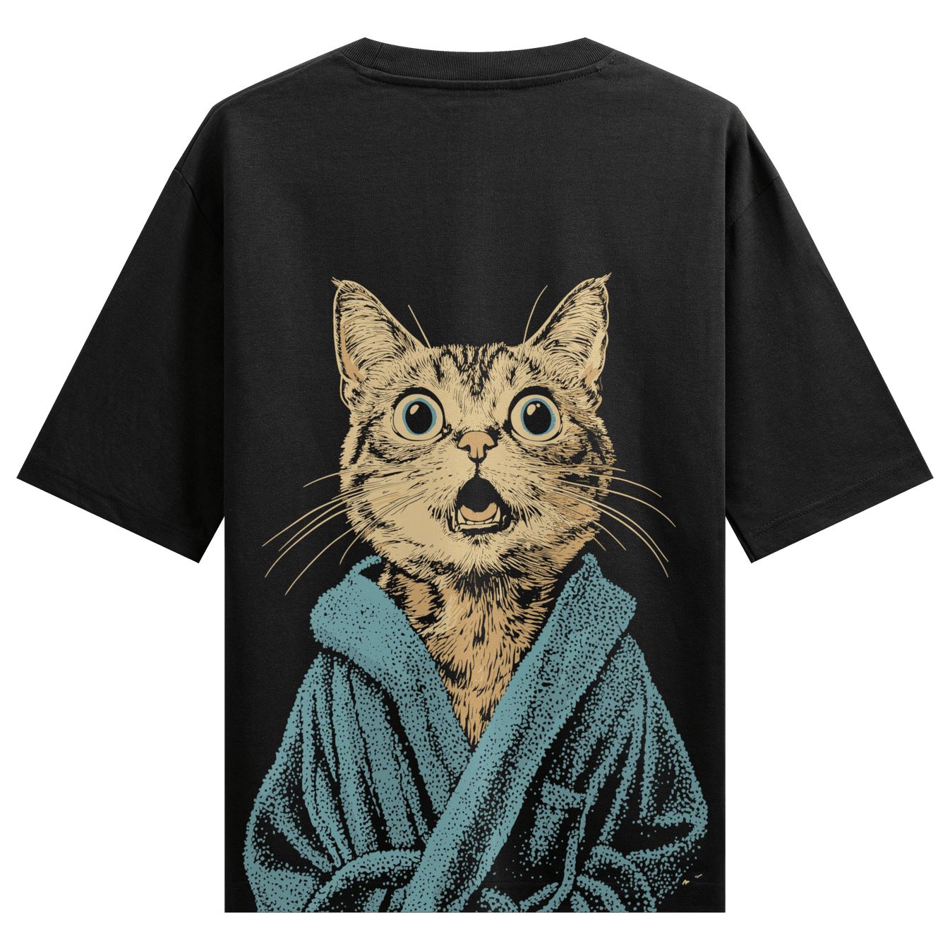 Funny Cat artwork on PRDGY oversized t-shirt